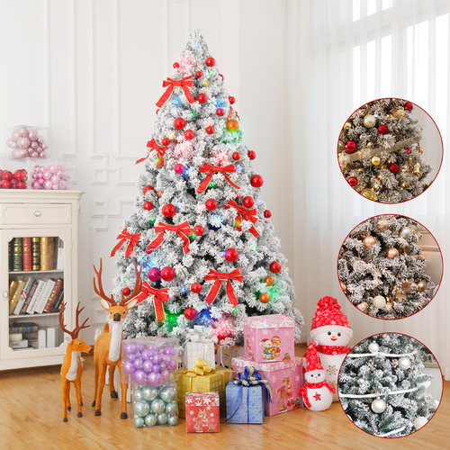 Holiday time pre lit store flocked christmas tree